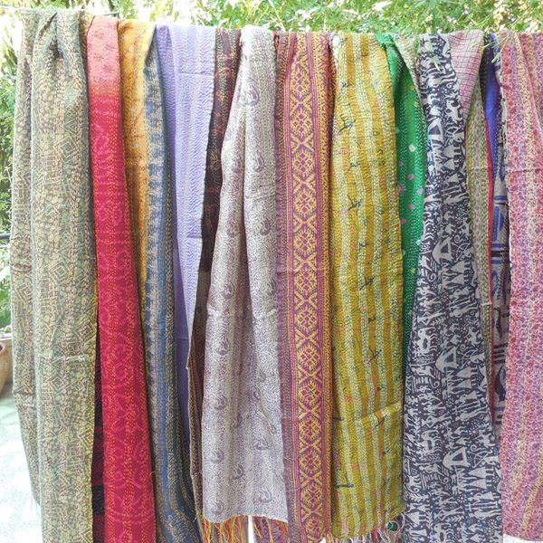 Vintage Silk Kantha Stoles