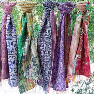 Kantha Work Silk Stole